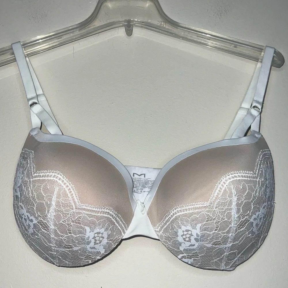 Maidenform Love the Lift Push Up Underwire Bra DM9900 Tan and White Size 36D